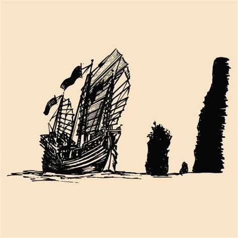 70 Drawing Of Chinese Junk Boat Stock Illustrations Royalty Free