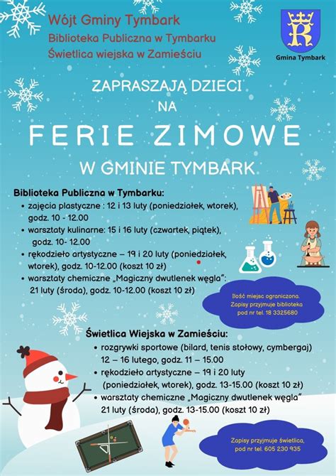 Zimowe Ferie W Gminie Tymbark Zaproszenie Tymbark In