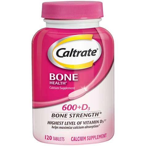 Caltrate Bone Health Calcium 600 D3 Bone Strength Dietary Supplement 120 Tablets