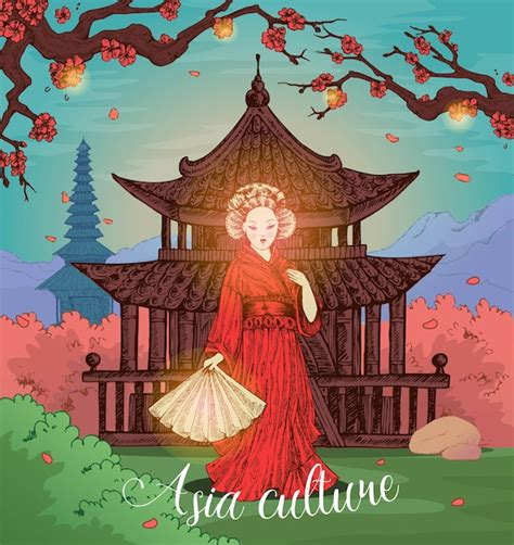 Азиатская культура рисованной дизайн | Бесплатно векторы