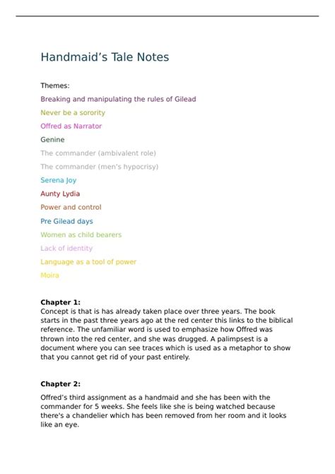 Handmaids Tale Full Summary - English Home Language - Stuvia SA
