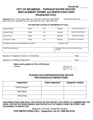 Fillable Online Furnace Water Heater Replacement Permit And Fax