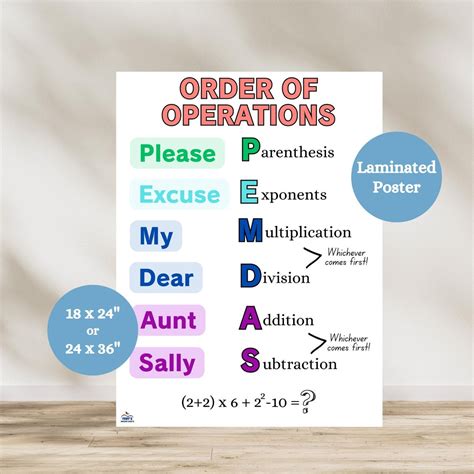 Order Of Operations Anchor Chart Pemdas Acronym Anchor Chart Please