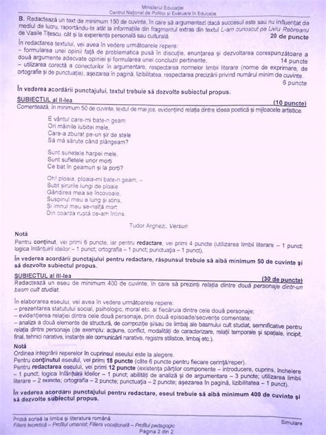 Subiecte română simulare Bacalaureat 2023 Elevii au primit basmul