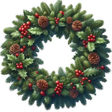 Christmas Wreath With Pine Cones And Red Berries Christmas Wreath