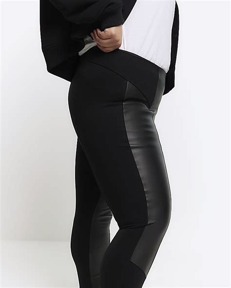 Plus Black Faux Leather Leggings Foveion