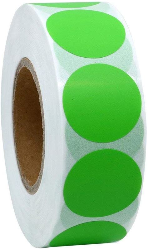 Hybsk Color Coding Dot Labels Inch Round Natural Paper Green Stickers