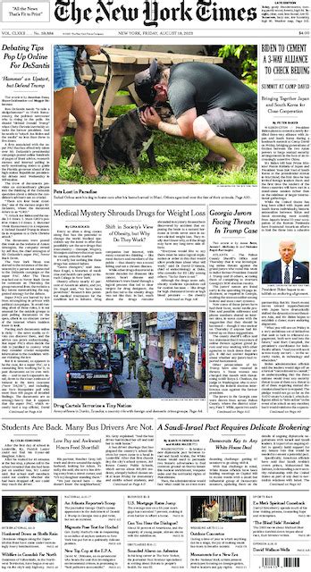 The New York Times In Print For Friday Aug 18 2023 The New York Times