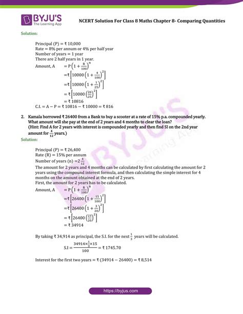 Ncert Solutions For Class 8 Maths Chapter 8 Comparing Quantities