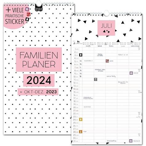 Calendrier Familial 2024 5 Colonnes Noir Blanc Couleur