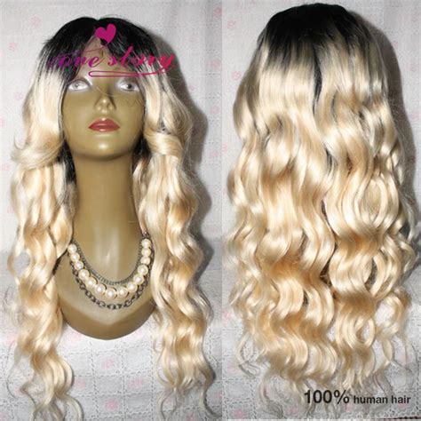 Dark Root Blonde Human Hair Wig 8a Virgin Brazilian Hair Glueless Full Laceand Lace Front Ombre