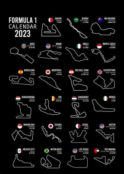 2022 Formula 1 Calendar With Official Race Cars Formula 1 2023