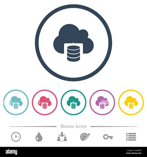 Base De Datos En La Nube Iconos De Color Plano En Contornos Redondos