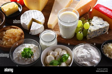 A variety of dairy products including cheese Stock Photo - Alamy