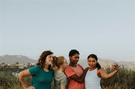 Premium Photo Group Of Diverse Women Taking A Selfie