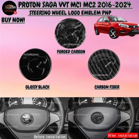 AUTOPROMAX PROTON SAGA VVT MC1 MC2 2016 2024 CAR STEERING WHEEL LOGO