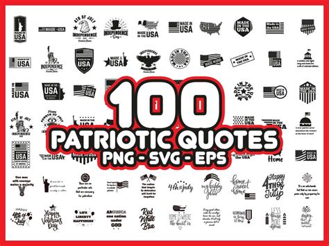 100 Patriotic Sayings Quotes SVG / PNG Bundle Instant Download Designs ...