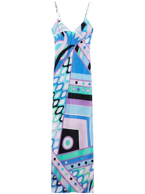 Emilio Pucci Vivara Print Dress In Blue Lyst