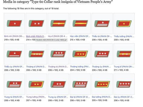 Collar Rank Insignia of Vietnam People's Army