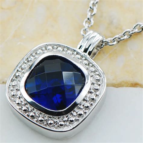 Blue Crystal Zircon Sterling Silver Fashion Jewelry Pendant Te