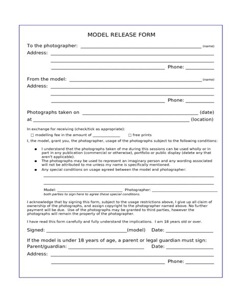 Model Release Form Template - Edit, Fill, Sign Online | Handypdf