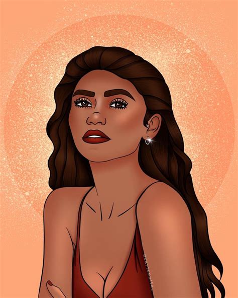 Zendaya Illustration Cartoon Styles Orange Wallpaper Cartoon