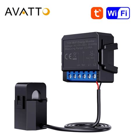 AVATTO Tuya WiFi Energy Meter 80A Current Transformer Clamp KWh Power