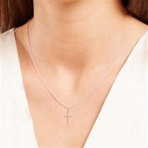 Brilladia Kette Kreuz 14K Weißgold Diamanten BDP0036 14KWSLK