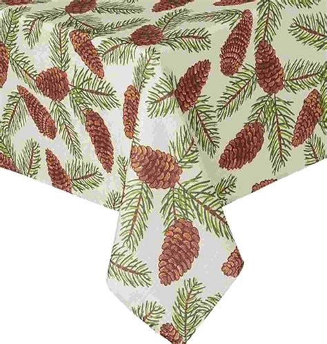 St Nicholas Square Woven Pine Cone Print Tablecloth Pinecone Fabric 90