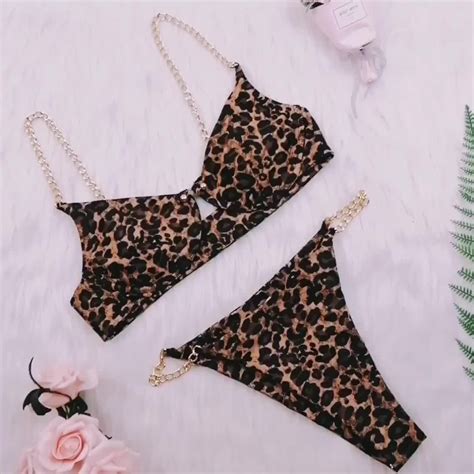 Sexy Leopard Bikinis Micro Bikini Set Push Up Thong Biquini High