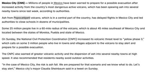 Millions in Mexico City warned to prepare for the eruption of ...