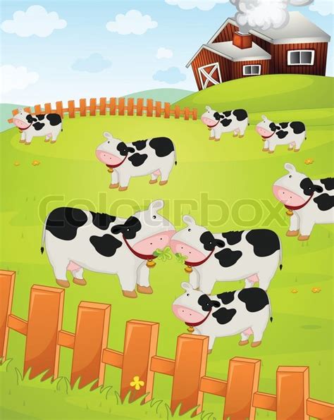 Cows in a field | Stock vector | Colourbox