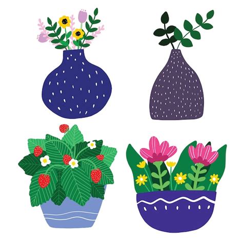 Premium Vector Spring Flower And Plant Pot Vector