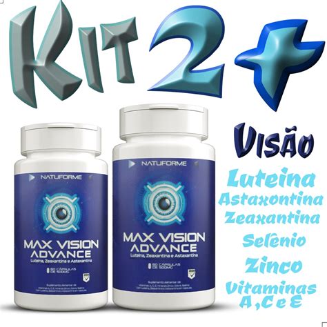 Kit Max Olho Luteina Astaxantina Zeaxantina Vitamina A C E E Mais