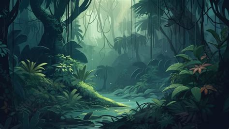 Best Illustration Of Tropical Rainforest Leaves Powerpoint Background ...