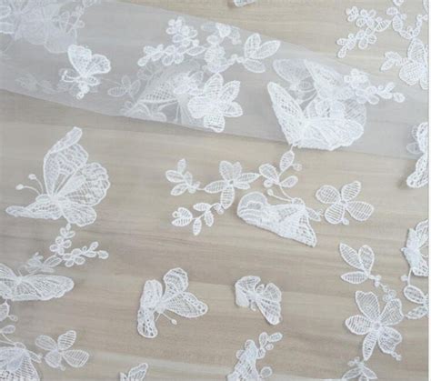 Illusion 3d Butterfly Lace Fabric Fashion Floral Embroidered Etsy