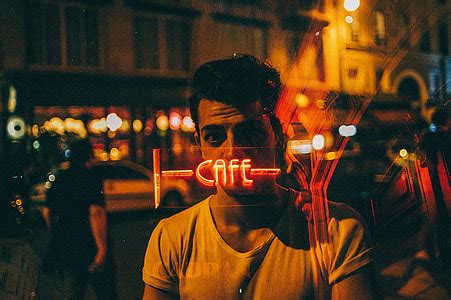 Royalty-Free photo: Cafe Neon Sign Night | PickPik