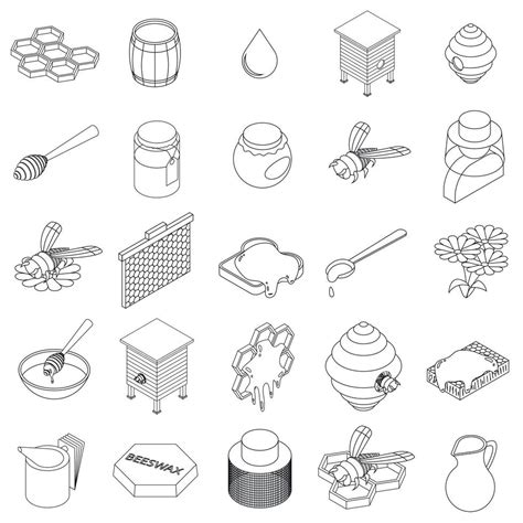 Beekeeping Icons Set Isometric 3d Style 3756038 Vector Art At Vecteezy