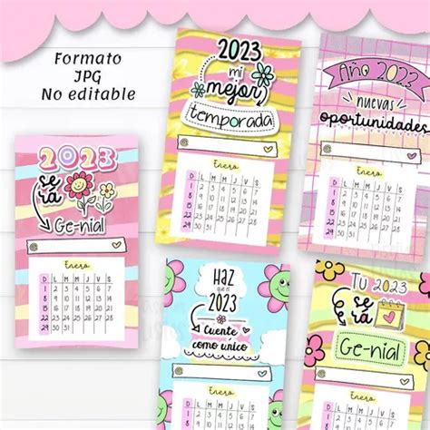 Kit Imprimible Mini Calendario Mignon Con Frases