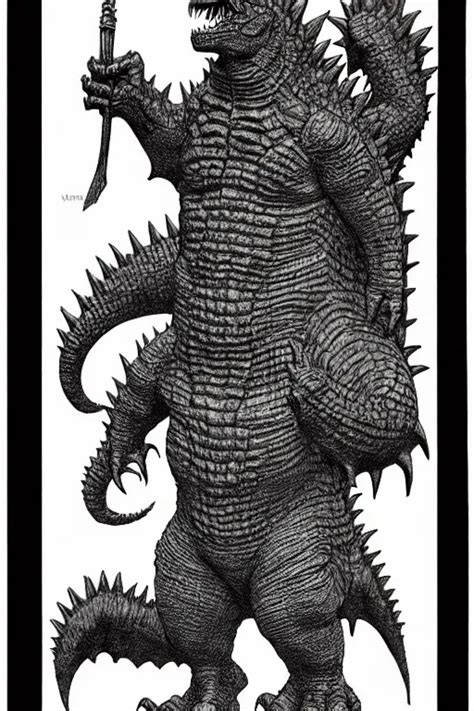 Godzilla As A D D Monster Full Body Pen And Stable Diffusion