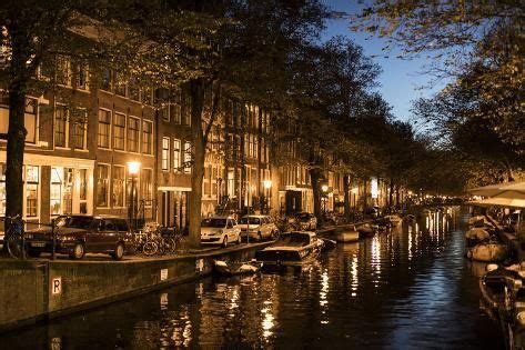 The Netherlands Holland Amsterdam Egelantiersgracht Gracht Night