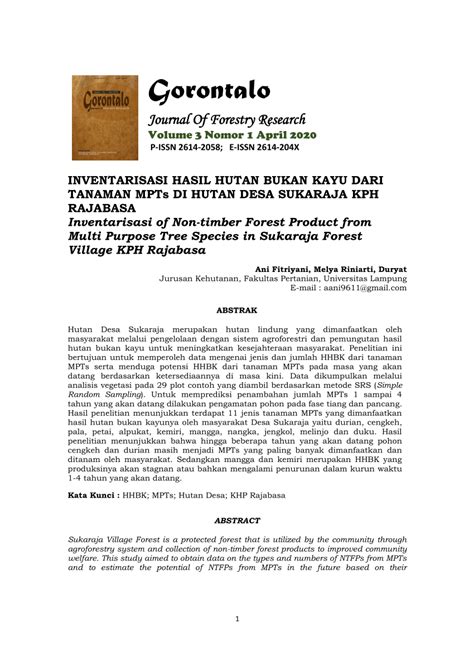 PDF INVENTARISASI HASIL HUTAN BUKAN KAYU PADA TANAMAN MPTS DI HUTAN