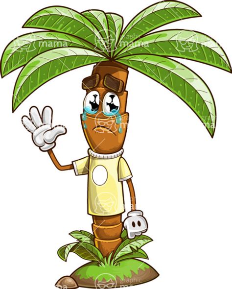 Palm Tree Cartoon Character Set Goodbye Graphicmama