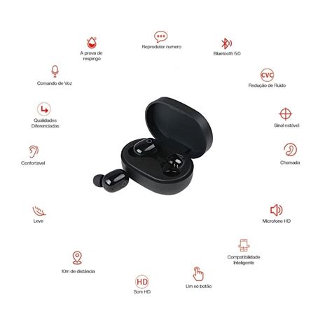 Fone De Ouvido Bluetooth Sem Fio Tws Air Earbuds Sumexr Sly 18 Preto