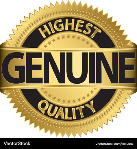 Genuine Highest Quality Gold Label Royalty Free Vector Image