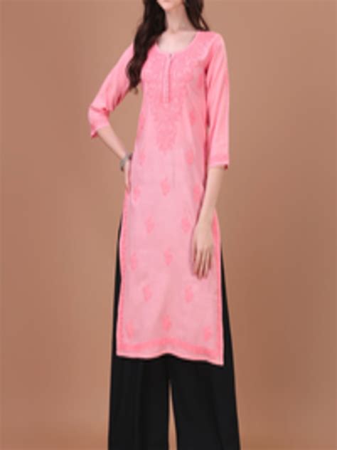 Buy Sazrika Ethnic Motifs Embroidered Chikankari Kurta Kurtas For