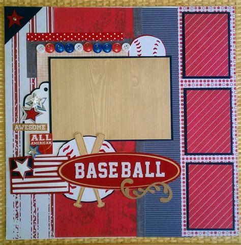 All American Baseball 12x12 Premade Scrapbook Layout Page Ohioscrapper