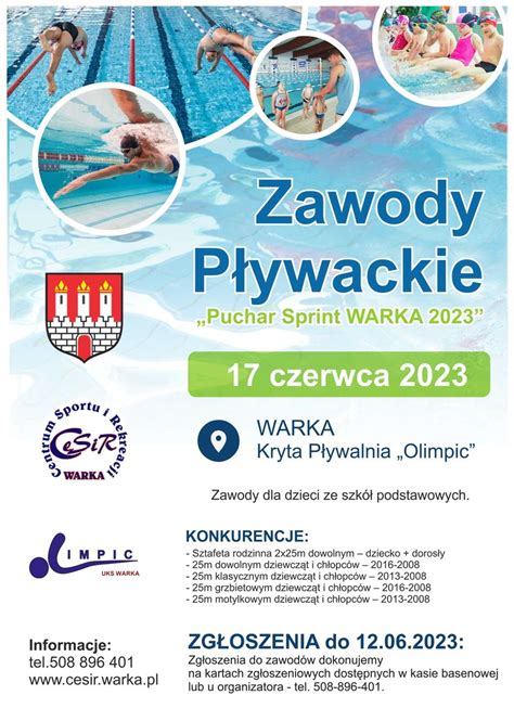 Zapraszamy na Zawody Pływackie Puchar Sprint WARKA 2023 Centrum