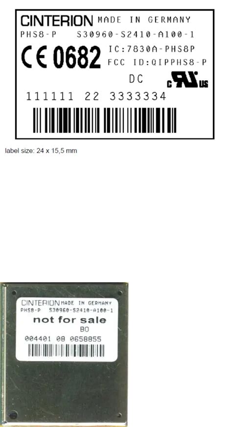 Phs8 P Gsmgprsumtshspa Module Label Diagram Label Location Gemalto