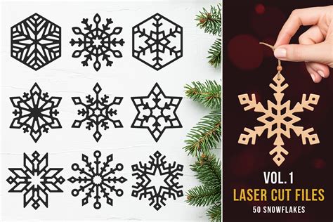 Laser Cut Files Vol1 50 Snowflakes Graphic By Pixaroma · Creative Fabrica